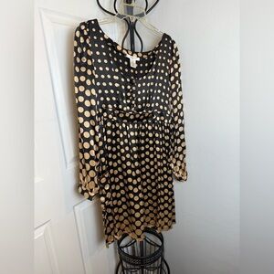 Aris Black and Gold Ruffled Tiered Cocktail Dress